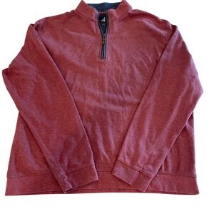 Johnnie-O Mens Quarter Zip Pullover Heathered Red Maroon Mock Neck Sweater XL